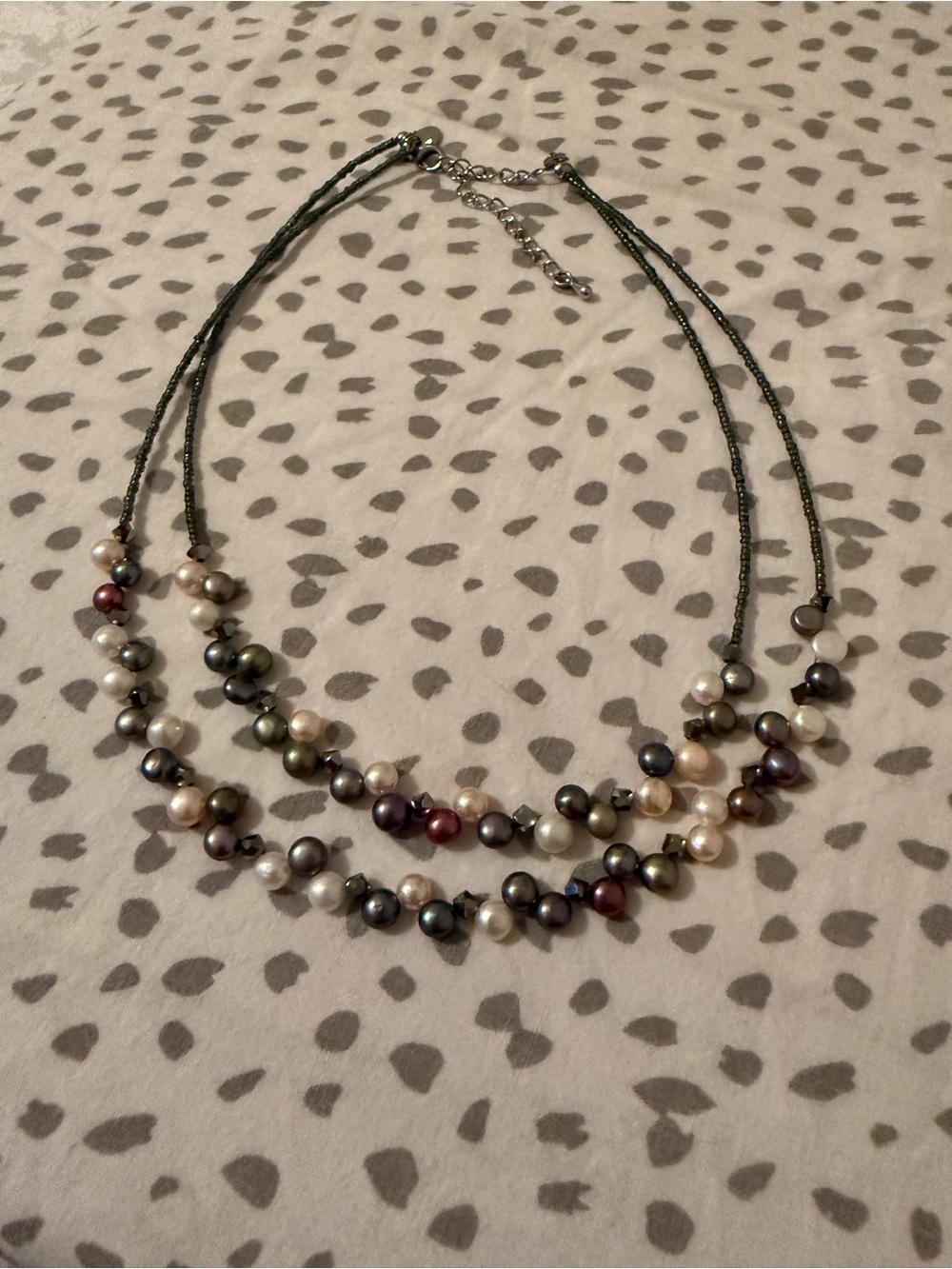 Multi-Color Pearl Beaded Double Strand Necklace
